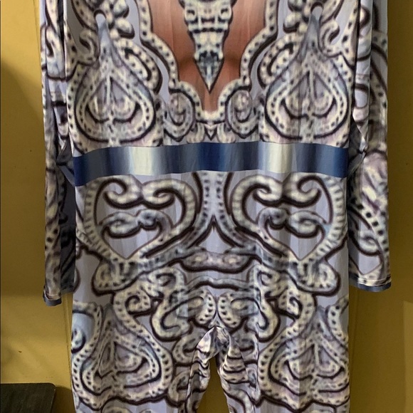 COPY - Light Blue/ White Designed Bodycon Jumpsuit - Picture 5 of 7